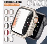 Vidrio templado con carcasa para PC Actualización a Apple Watch Ultra 49 mm, para Apple Watch 8 7 45 mm 41 mm para Iwatch Series SE 6 5 4 40 mm 44 mm Protector de pantalla para PC 40mm