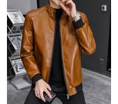 Chaquetas de cuero de moda para hombre, primavera y otoño, nuevas chaquetas casuales de PU para motocicleta, abrigos de cuero para motociclista, ropa de marca, talla grande S