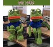Pepe The Frog - Muñeco de peluche de rana triste color rosa