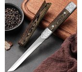 Cuchillo recto pequeño portátil para acampar al aire libre, de acero inoxidable de alta dureza, con mango de imitación de madera.