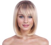 Pelucas sintéticas Bob cortas para mujer Peluca rubia marrón ombre con flequillo Aspecto natural Fiesta de cosplay Pelucas de fibra resistentes al calor diarias marrón dorado