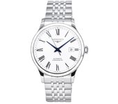Reloj Longines Record cronómetro de acero inoxidable con esfera blanca y automático L2.821.4.11.6 para hombre blanco