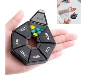 1 Uds pastillero de plástico 7 días tableta caja de dulces almacenamiento portátil soporte para tableta organizador de viaje contenedor dispensador de pastillas negro