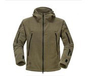 Chaqueta táctica de lana militar para hombre, abrigo térmico con capucha para exteriores, ropa de abrigo para senderismo Softshell S verde