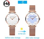 Hannah Martin Relojes de Cuarzo para Mujer Reloj de Pulsera de Cuarzo Reloj de Pulsera de Moda Simple Reloj de Pulsera de Negocios de Acero Inoxidable para Mujer que Cambia de Color púrpura