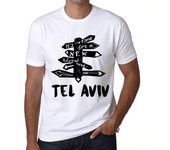 Camiseta vintage para hombre con gráfico Time for New Advantures Tel Aviv blanco XS blanco