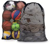 Bolsa deportiva de malla grande con bolsa con cordón para guardar baloncesto, equipo de natación de voleibol One Size blanco