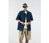Chaqueta vaquera vintage de verano estilo chino para hombre y mujer, holgada, retro, con botones y lavado. M azul