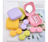 Estuche para lentes de color caramelo, portátil, pequeño y sencillo, pinzas integradas, varilla de succión esmerilada púrpura