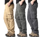 Monos holgados de Bolsillo grande para hombre, pantalones tácticos militares para deportes al aire libre, trotar, pantalones de trabajo informales de algodón puro con cintura elástica S negro