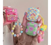Funda para auriculares INS Heart Windmil para AirPods 2 3, funda de silicona suave con colgante de cuentas coloridas y oso bonito para AirPods Pro For AirPods 3 new