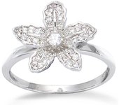 Bague argent 'Vahiné' blanc argenté (rhodié) - 15 mm 56 blanco