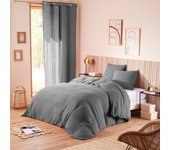 Parure de couette  Noah  Gaze de Coton 240 x 220 pour lit 2 Places 140 à 160 cm - Gaze de coton Ardoise