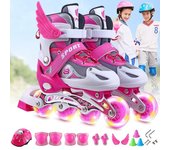 Patines De Ruedas Zapatos De Patinaje para Niños Zapatos De Polea Telescópicas Ajustables Patines De Ruedas Flash para Hombres Y Mujeres L azul