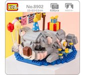 LOZ 8902 mundo Animal fiesta de cumpleaños Koala oso globo mascota muñeca DIY Mini bloques de diamante juguete de construcción para niños sin caja