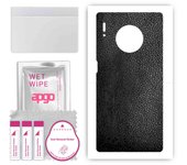 Adhesivo protector de piel para la parte trasera compatible con Huawei Mate 30 Pro 5G, película envolvente, lámina, vinilo - Patrón de cuero negro