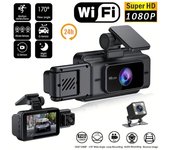 Cámara de salpicadero WiFi de 3 canales para coche, grabadora de vídeo 1080P, caja negra, visión trasera, DVR, accesorios para coche, novedad de 2024 2 Lens camera