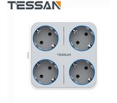 TESSAN EU enchufe de pared múltiple con interruptor de encendido/apagado 4 salidas 3 puertos de carga USB 5V 2.4A 7 en 1 protección contra sobrecarga 4 Outlet & 3 USB Ports gris