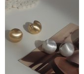 Pendientes de aro esféricos cepillados chapados en oro esmerilado para mujer, accesorios versátiles creativos únicos Retro DD-TE123-gold