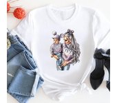 (Tamaño asiático) Camiseta con estampado de mamá, caricatura de dulce mamá, camiseta para mujer, ropa de moda femenina, camisetas gráficas de manga corta S