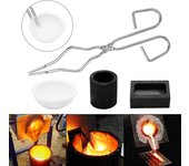 Kit de crisol de grafito plateado para derretir antorcha, 6 uds., pinzas para taza de crisol de grafito, tazón de fusión de grafito varios colores