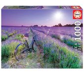 Puzzle de 1000 piezas Bicicleta en un campo de lavanda - EDUCA - Adulto - Tamaño 68x48cm