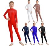 Mono de patinaje de manga larga para niñas, mono de una pieza, leotardo de gimnasia elástico 5-6 Years rojo