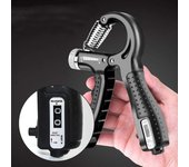 Entrenador de mano, ajustable de 10 a 60 kg con función de conteo, entrenador de dedos, entrenador de antebrazo, dispositivo de entrenamiento de mano, entrenador de mano, entrenador de dedos negro