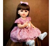 Muñeca bebé renacida realista, cuerpo completo de vinilo de silicona, 55 cm/22 pulgadas, muñeca princesa realista, juguete renacida, regalo para niños de 3 años en adelante 22 inch about 55 cm marrón