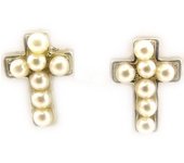 Les Trésors De Lily [L1594] - Boucles 'Croix' ivoire beige