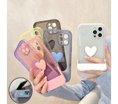 Funda con soporte transparente 3d Love Heart para Iphone 13 12 11 Pro Max X Xr Xs 13pro funda de silicona a prueba de golpes de Color caramelo For iPhone X or XS