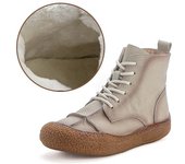 Nuevas botas de nieve con cordones de piel auténtica para mujer, botas cortas de felpa con cremallera para mujer, botines de piel de invierno para mujer 35