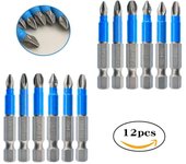 Mango Hexagonal antideslizante, 12 piezas, anillo para bolsa de cuero azul, juego de combinación de destornillador eléctrico de 50mm, broca cruzada magnética fuerte 12 PCS