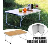Mesa plegable de aleación de aluminio para acampar con asa y bolsa de almacenamiento, ligera y resistente, ideal para picnics al aire libre, senderismo, mochileros, barbacoas y mesa plegable portátil. color de madera antigua