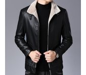 Nuevo abrigo de cuero informal de manga larga para hombre, de invierno, con solapa de moda, grueso y cálido. M