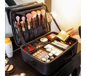 Organizador de maquillaje vacío profesional de alta calidad, estuche de cosméticos profesional para mujer, bolsa de almacenamiento de gran capacidad para viaje, maletas 2 layer color rosa