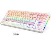 Teclado mecánico para juegos MAMBASNAKE x ATTACK SHARK M87, compacto, 87 teclas, teclas de estilo grabado PBT, 3 modos de conexión, eje de bola blanco personalizado, lineal
