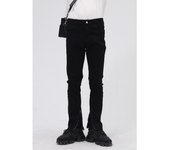 Nuevas medias elásticas coreanas Four Seasons para hombres con pantalones vaqueros con diseño de cremallera lateral para hombres S negro
