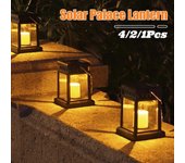 Luces LED solares para decoración de jardín, farol de palacio retro para exteriores, lámparas colgantes con forma de vela, iluminación paisajística, luces de suelo 1PC