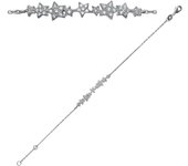 Les Trésors De Lily [M9998] - Bracelet Argent 'Pluie d'Etoiles' blanc argenté (rhodié) - 38x6 mm plata