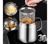 Recipiente con filtro de aceite de 1,5/2 l, multifuncional, con cesta para freír, recipiente para grasa, colador de aceite de acero inoxidable de gran capacidad