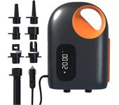 Bomba portátil para tabla de remo, compresor de aire eléctrico de alta presión de 20 PSI, batería externa de 18 000 mAh Corded negro/naranja