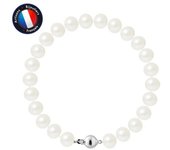 Pulsera - PERLINEA - Perla Cultivada de Agua Dulce Auténtica 8-9 mm - Plata 925 - Cierre de Bola - 18 cm