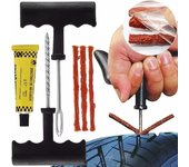 Kit de herramientas para reparación de neumáticos de automóvil con tiras de goma, juego de tapones para pinchazos de neumáticos sin cámara, herramienta de reparación de neumáticos al vacío para motocicletas y camiones