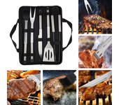 Juego de barbacoa de acero inoxidable, juego de herramientas para parrilla con bolsa, para acampar al aire libre, juego de herramientas para cocinar y asar, accesorios para barbacoa