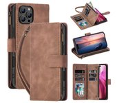 Funda tipo cartera con marco de fotos de alta capacidad para Samsung S25, S24, S23, A16, A26, A56, iPhone 16, 15, 14, 13 y 12, Google Pixel 9, 8 y 7, funda de piel mate con correa de mano. Samsung A52/A52S marrón