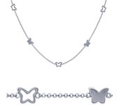 Les Trésors De Lily [G6344] - Collier Argent 'Ronde de Papillons' argenté - 7x8 mm plata
