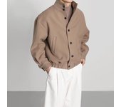 Chaqueta de cuello alto de lana de moda para hombre: estilo coreano para primavera y otoño Extra Extra Extra Large marrón