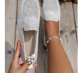 2024 mocasines de malla con punta cuadrada de Color sólido zapatos planos poco profundos para mujer zapatos planos de Ballet de punto de fondo suave zapatos náuticos informales sin cordones 42 verde