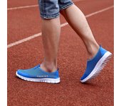 Zapatos de verano a la moda para hombre, zapatos informales de tejido de tejido, zapatos planos sin cordones ligeros y transpirables 39 azul